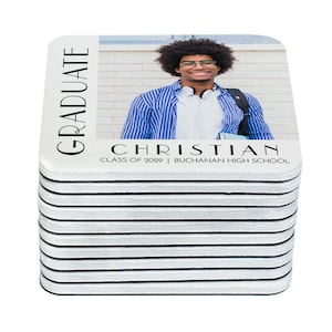 Imanes de recuerdo para fiesta de graduación para la clase invitada de 2025 con foto personalizada.