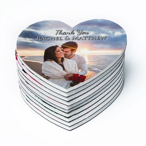 Thank you magnets, Wedding magnets, Heart magnets with photo