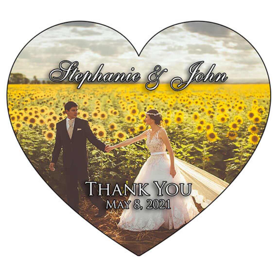 Thank You Wedding Heart With Photo Etsy