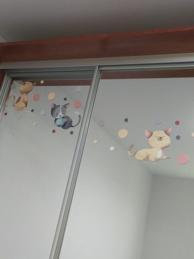 Cat Decals Set of 6 Cat Wall Stickers Cat Wall Decal Wall Etsy