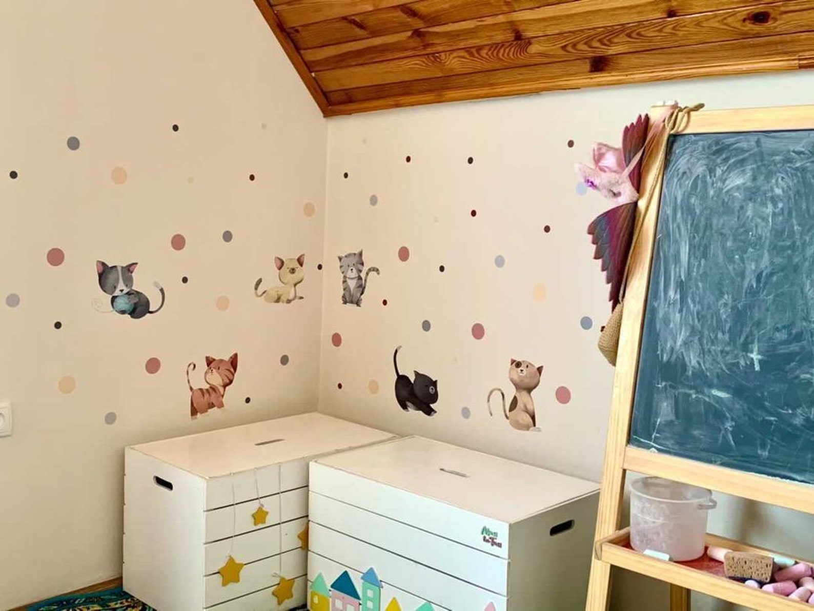 Cat Decals Set of 6 Cat Wall Stickers Cat Wall Decal Wall Etsy