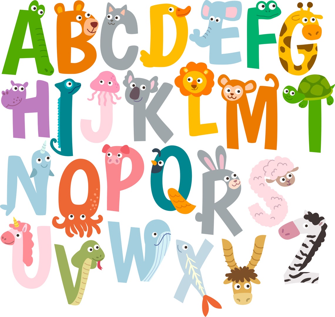 Animal Alphabet Wall Decals ABC Decals With Animals Alphabet Etsy