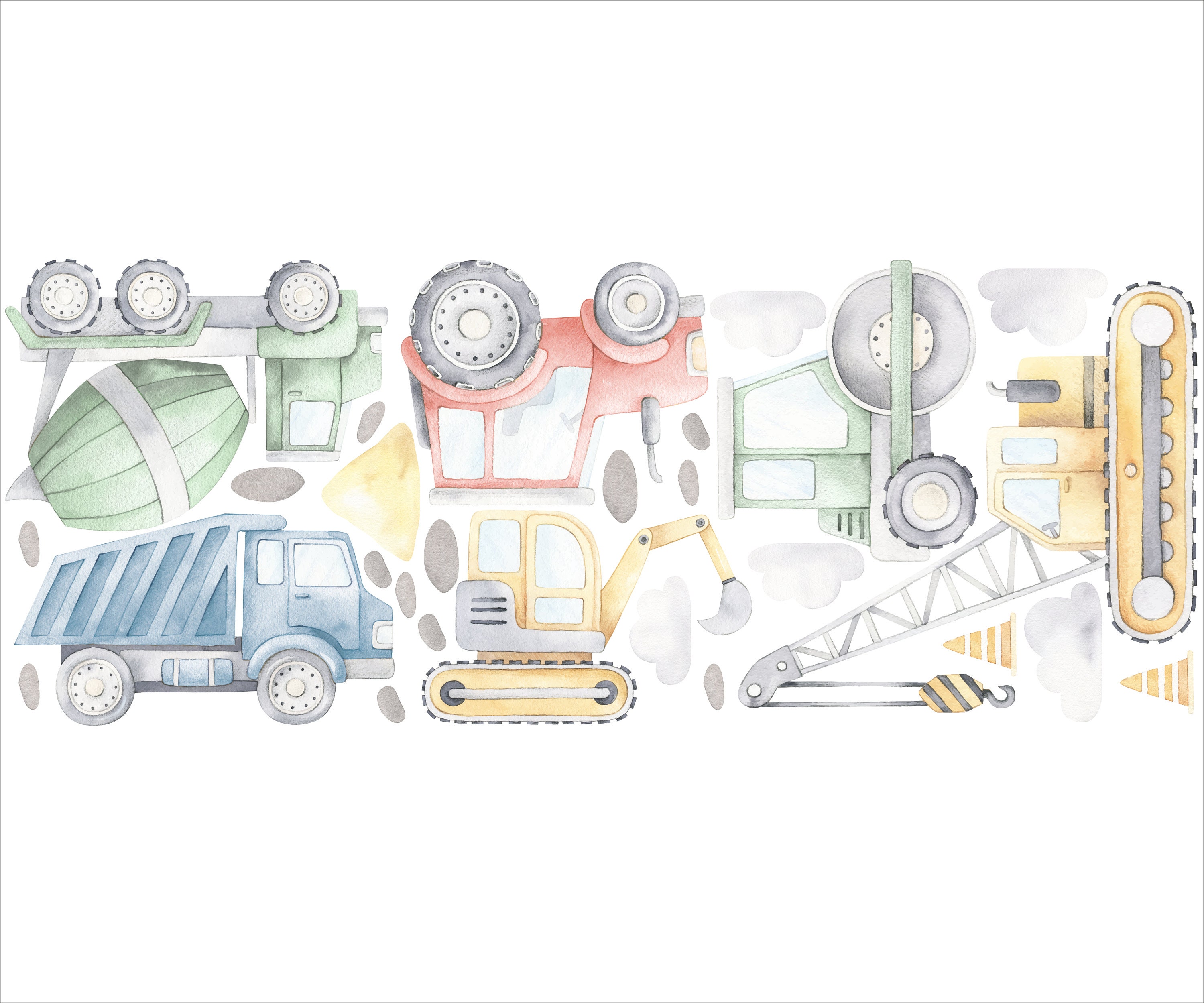 Construction Wall Decals Trucks Wall Decals Boys Wall Decor Etsy