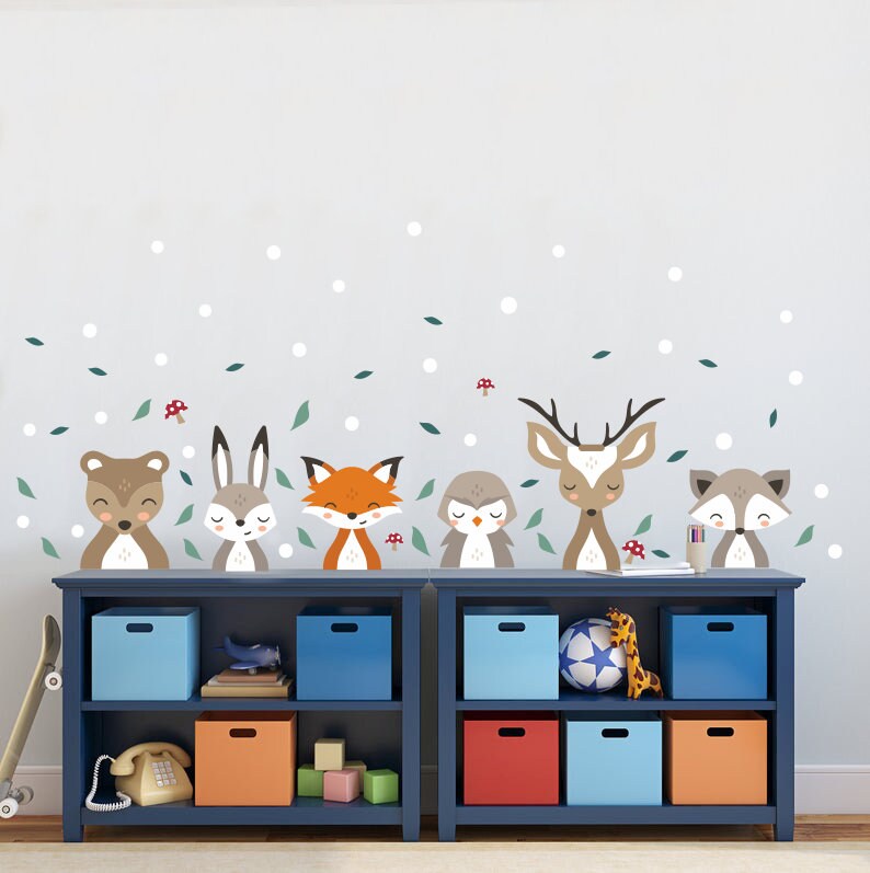 Forest Animals Wall Decal Woodland Animals Wall Decal Etsy