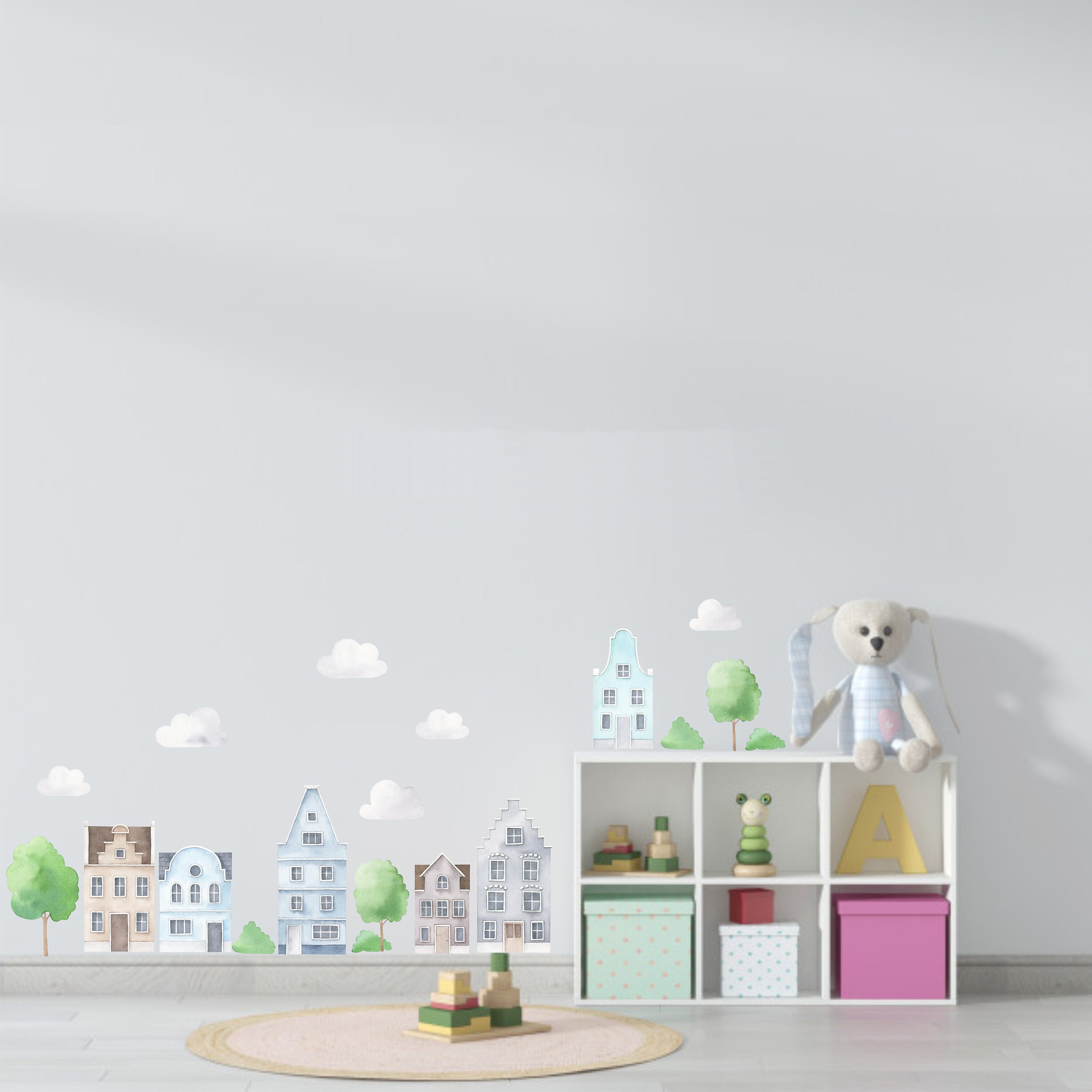 Houses Decals House Wall Decal Watercolor Houses Wall Decal Etsy