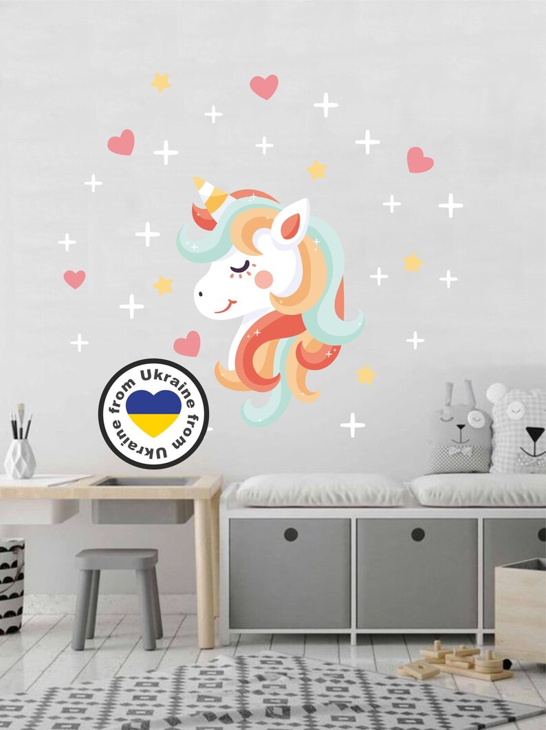 Unicorn Wall Decals Unicorn Décor Unicorn Wall Decal Etsy