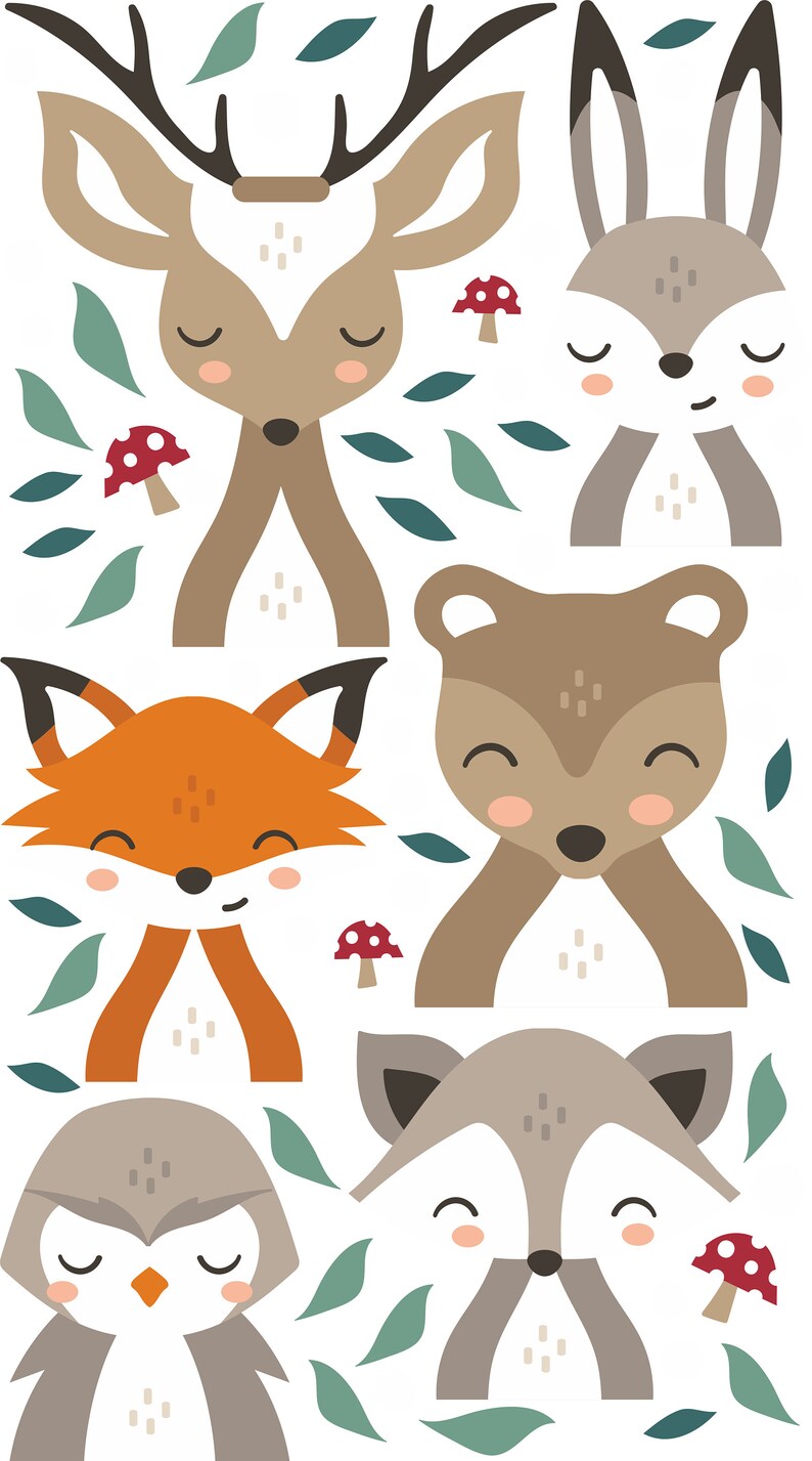 Forest Animals Wall Decal Woodland Animals Wall Decal Etsy