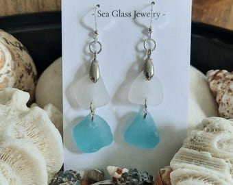 Sea Glass Earrings, Sea Glass Jewelry, Sea Glass, Beach Glass Jewelry, Everyday Wear ,Sterling Silver earrings, Summer Jewelry, Earrings
