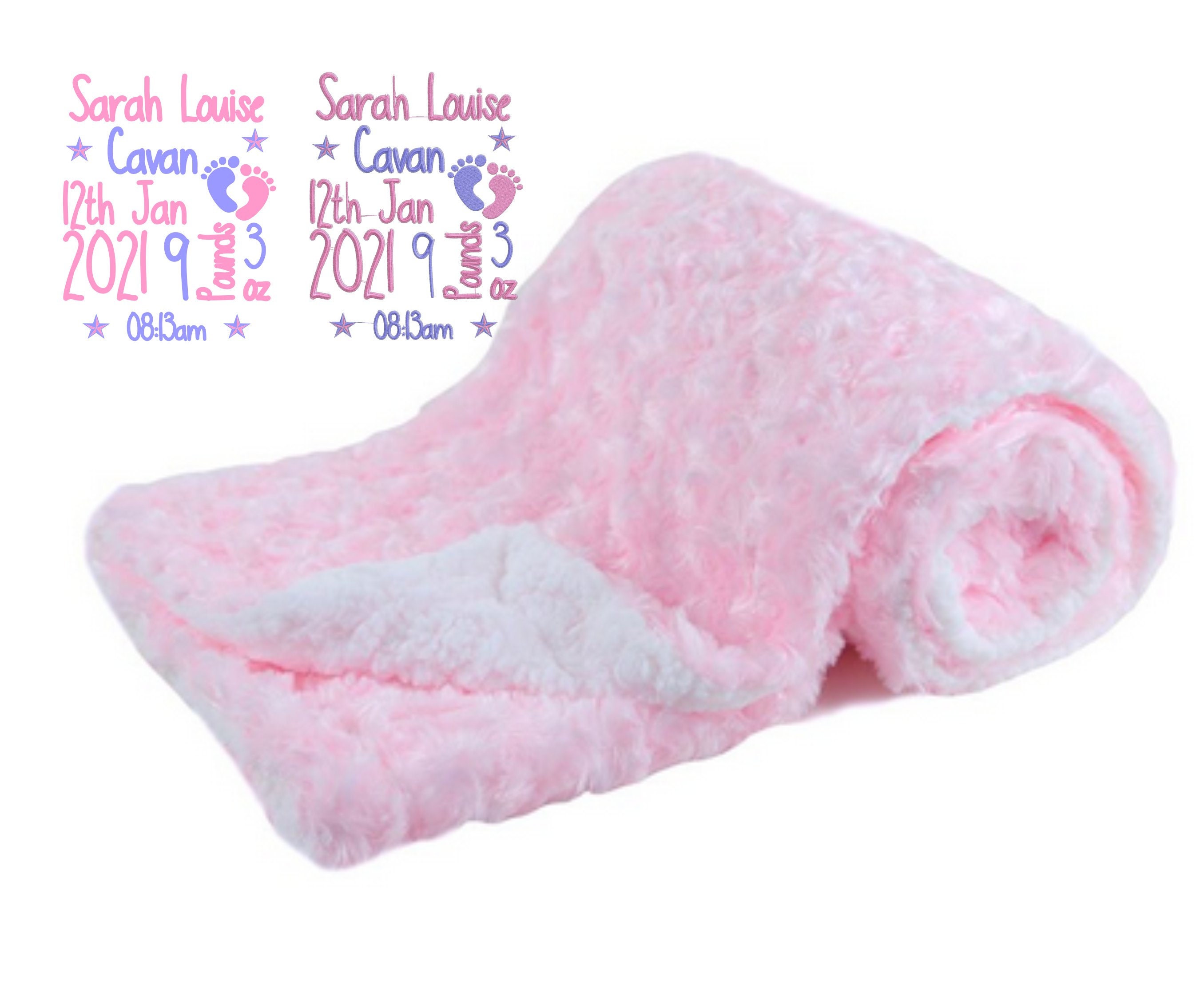 Personalised Baby Blanket Soft Fluffy Blue/Pink Boy Girl Etsy