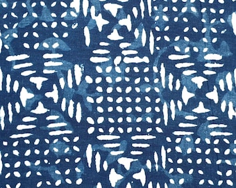 Abstract Print Indigo Blue Cotton Fabric,Block Print Fabric for Sewing Quilting Upholstery Dress,Curtain Fabric By the Yard Indian
