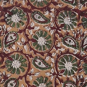 Brown Red Block Print Fabric,Floral Print Fabric,By the Metre,Dress Fabric,Curtain Fabric,Cotton Print Fabric,Cotton Fabric Brown