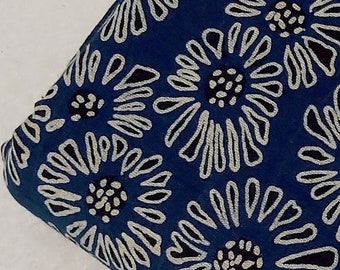 Navy Blue Floral Cotton Fabric Block Printed By the Yard,Sewing Quilting Upholstery Dress Curtain Fabric,Indian