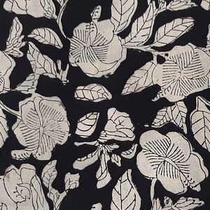 Rayon Fabric,Rayon Floral Print Fabric,Black Beige Rayon Fabric,By the Metre Fabric,Dress Fabric,Curtain Fabric,Indian Block Print Fabric