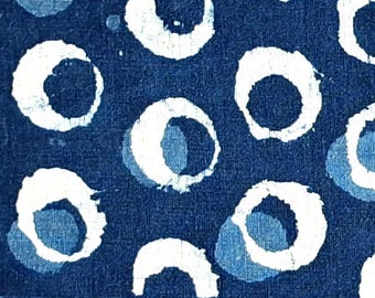 Polka Dot By the Yard Indigo Fabric Block Print Indian Fabric,Dressmaking Fabric,Quilting Fabric,Fabric for Sewing,Curtain,Upholstery Fabric