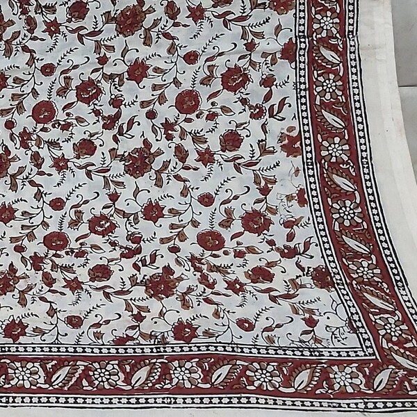Floral Block Print Cotton Sarong: Boho Beach Scarf main image 1