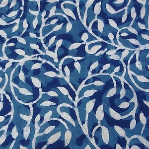 Indigo Blue Block Print Fabric,Floral Print Fabric,By the Yard Fabric,Dress Fabric,Curtain Fabric,Indian Fabric,Sewing Fabric,Indigo Fabric
