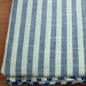 Witte blauwe streepstof, op maat gesneden stof, kleermakerstof, bekledingsstof, stof voor naaien, katoengeweven stof