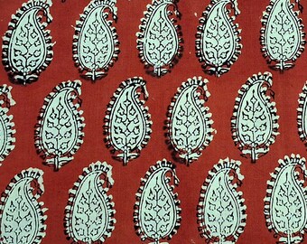 Red Block Print Fabric,Fabric for Sewing,Dressmaking,Floral Print Fabric,Curtain Fabric,Upholstery Fabric,By the Yard Fabric