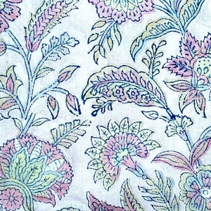 Purple Block Print Fabric,By the Yard Floral Indian Fabric,Dressmaking Fabric,Upholstery Fabric,Quilting Fabric,Fabric for Sewing