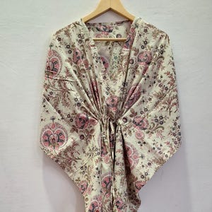 Cream Pink Multicolor Kaftan Maxi Dress,Floral Kaftan,Loungewear,Cover Up,Long Short Kaftan Women, Kaftan Plus Size,Bridesmaid Gift
