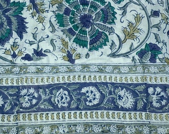 Floral Block Print Cotton Sarong: Indian Beach Wrap Dress