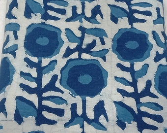 Indigo Blue Indian Block Print Fabric,Floral Print Fabric,By the Yard,Dress Curtain Fabric,Quilting Fabric,Vegetable Dyed,Sewing Fabric