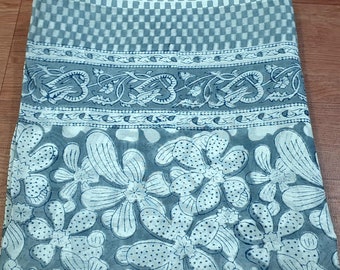Grey Floral Block Print Sarong,Indian Sarong,Sarong Pareo for Women,Beach Wrap Dress,Bikini Cover Up,Gift for Her,Sarong Dress