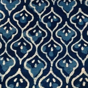 Indigo Blue Indian Block Print Fabric,Floral Print Fabric,By the Yard,Dress Fabric,Curtain Fabric,Quilting Fabric,Vegetable Dyed,Indigo Blue