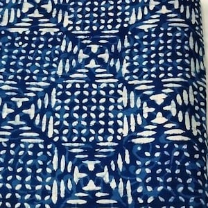 Indigo Blue Indian Block Print Fabric,Geometric Print Fabric,By the Yard,Curtain Fabric,Quilting Fabric,Sewing Fabric,Upholstery Fabric