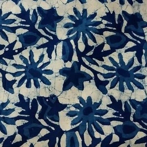 Indigo Blue Indian Block Print Fabric,Floral Print Fabric,By the Yard,Dress Fabric,Curtain Fabric,Cotton Fabric,Vegetable Dyed,Indigo Fabric