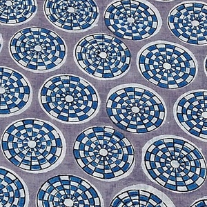 Blauwe Indiase blokprintstof, op maat gesneden, jurkstof, bekledingsstof, quiltstof, naaistof, zacht katoen