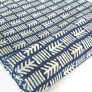 Indigo blue Fence  print fabric, Indian cotton hand block print fabric by the yard fabric,clothing Fabric # SWGFB 436