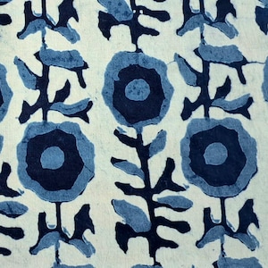 Indigo Blue Block Print Cotton Fabric By the Yard for Sewing,Quilting Upholstery Curtains,Indian Fabric,Floral Print Fabric