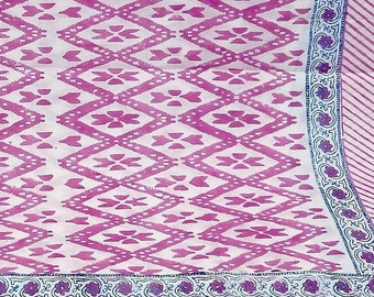 White Pink Chevron Print Cotton Sarong,Wrap Dress,Block Printed Sarong for Women,Wrap Skirt,Bohemian Sarong Pareo