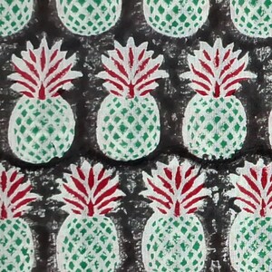 Grey Pineapple Block Print Cotton Fabric for Sewing Dressmaking Quilting Upholstery,Curtain Fabric,Fruit Print Fabric By the Yard image 1