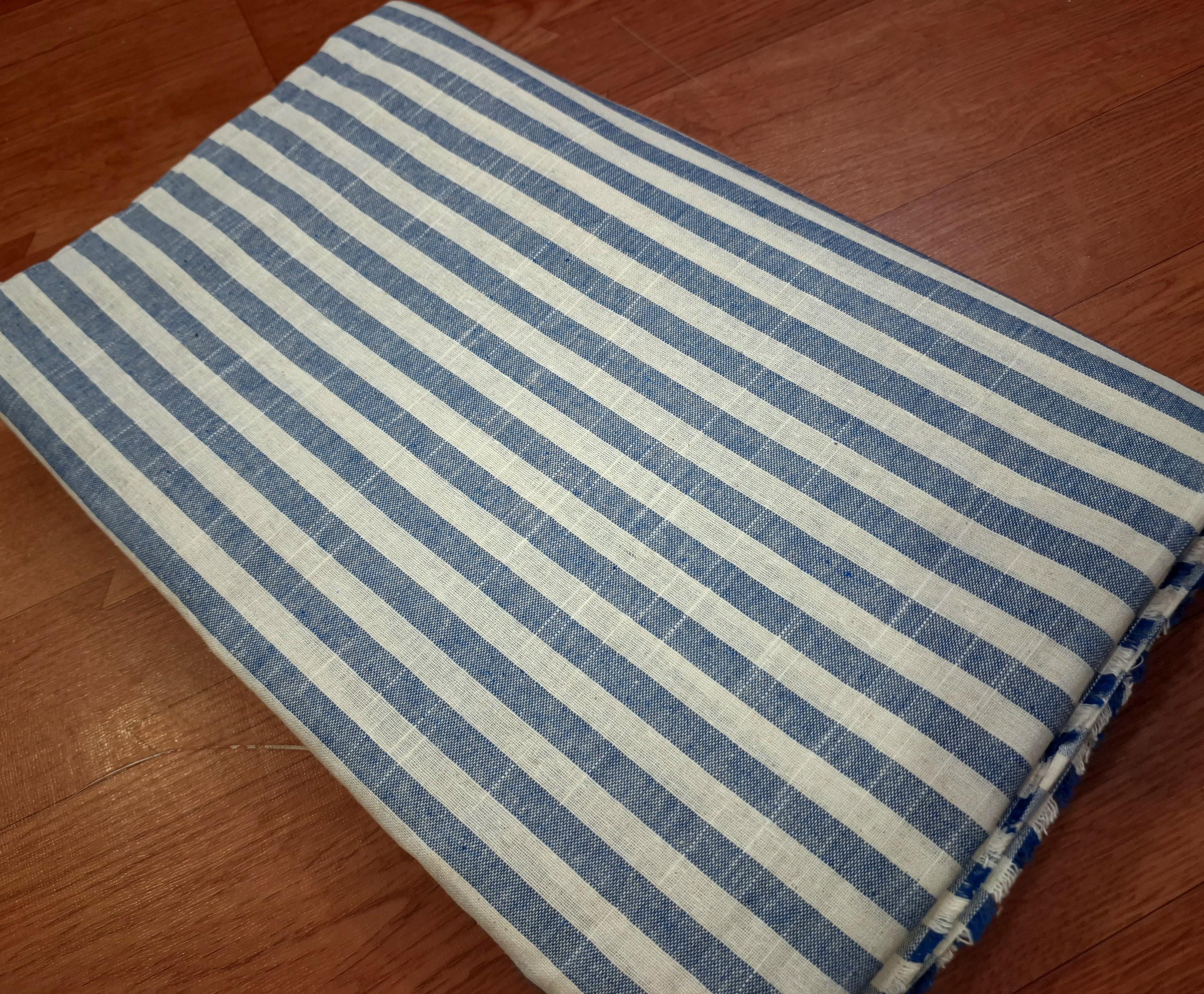 Tessuto Di Cotone A Righe Blu E Bianche FINGERINSPIRE - 1,6m X 1m Per Cucito E Fai-da-te