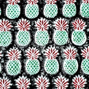 Grey Pineapple Block Print Cotton Fabric for Sewing Dressmaking Quilting Upholstery,Curtain Fabric,Fruit Print Fabric By the Yard image 7