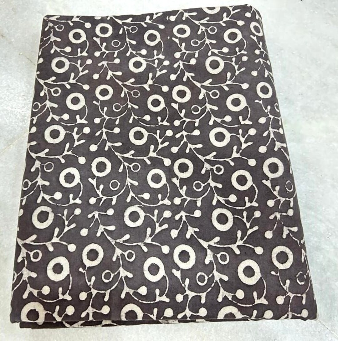Brown - Natural Dyed Block Print Cotton Nandana Fabric 10 main image 1
