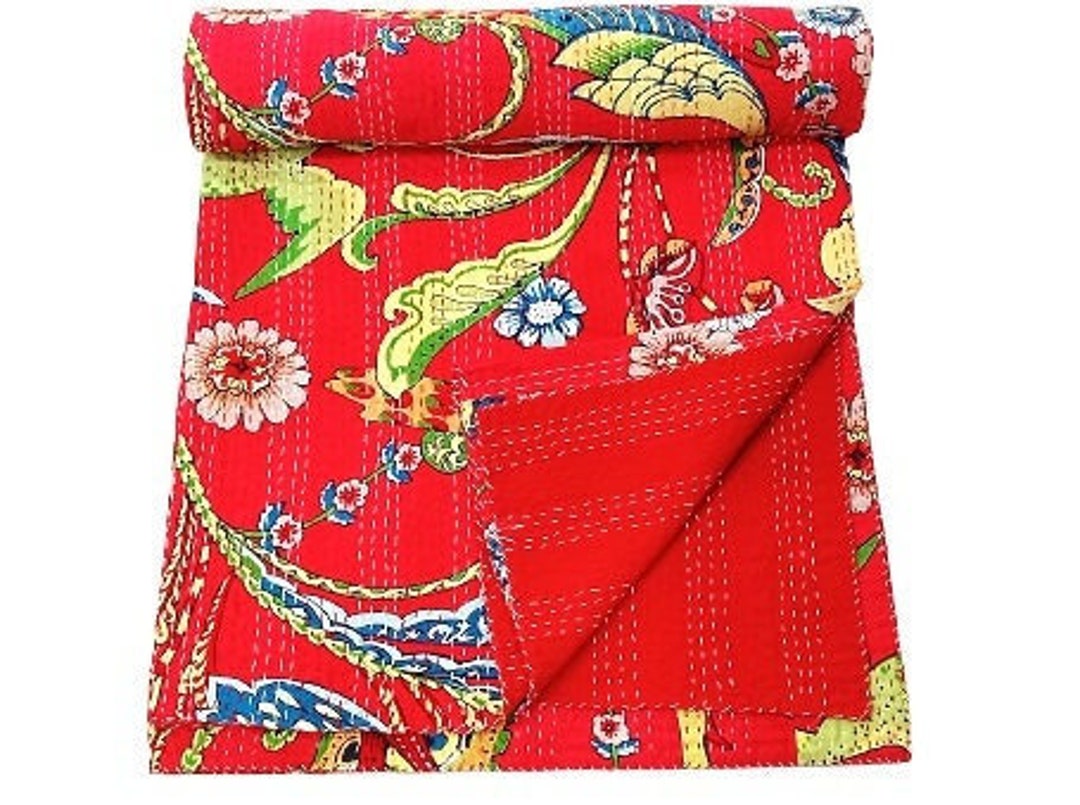 Red Bird Bedspread California King Sizebedspread King Etsy