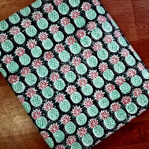 Grey Pineapple Block Print Cotton Fabric for Sewing Dressmaking Quilting Upholstery,Curtain Fabric,Fruit Print Fabric By the Yard image 6