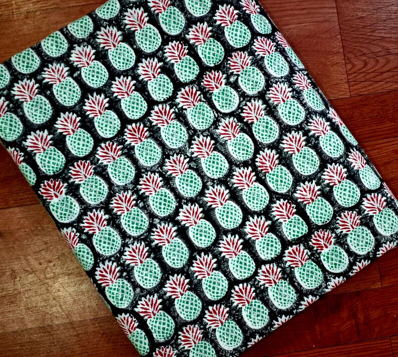 Grey Pineapple Block Print Cotton Fabric for Sewing Dressmaking Quilting Upholstery,Curtain Fabric,Fruit Print Fabric By the Yard image 6