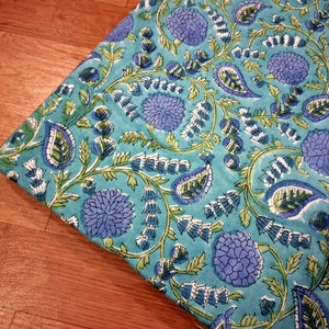 Green Indian Block Print Fabric,floral Print Fabric,by the Yard Fabric ...