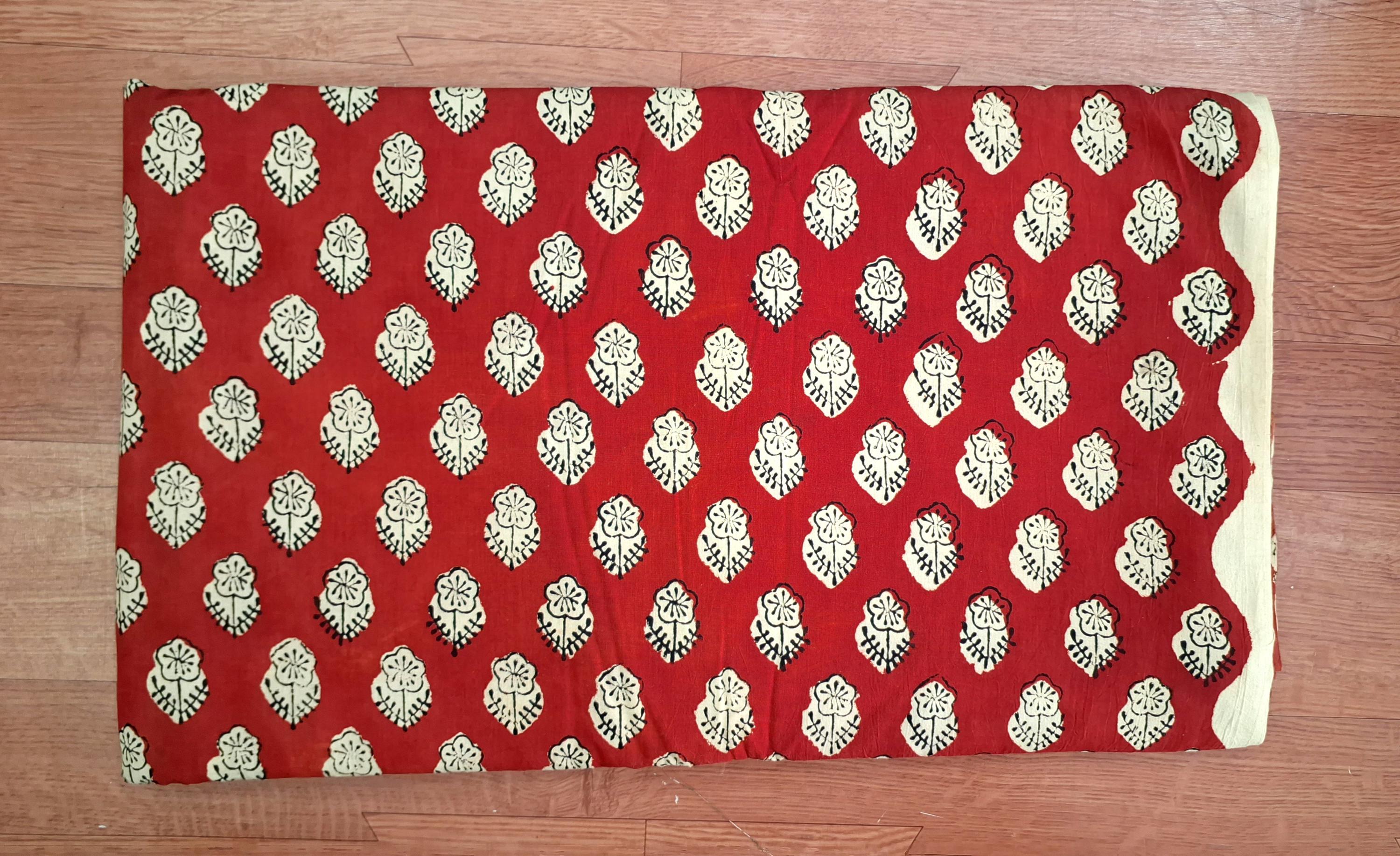 Red Block Print Fabric,by the Yard Floral Indian Fabric,dressmaking ...