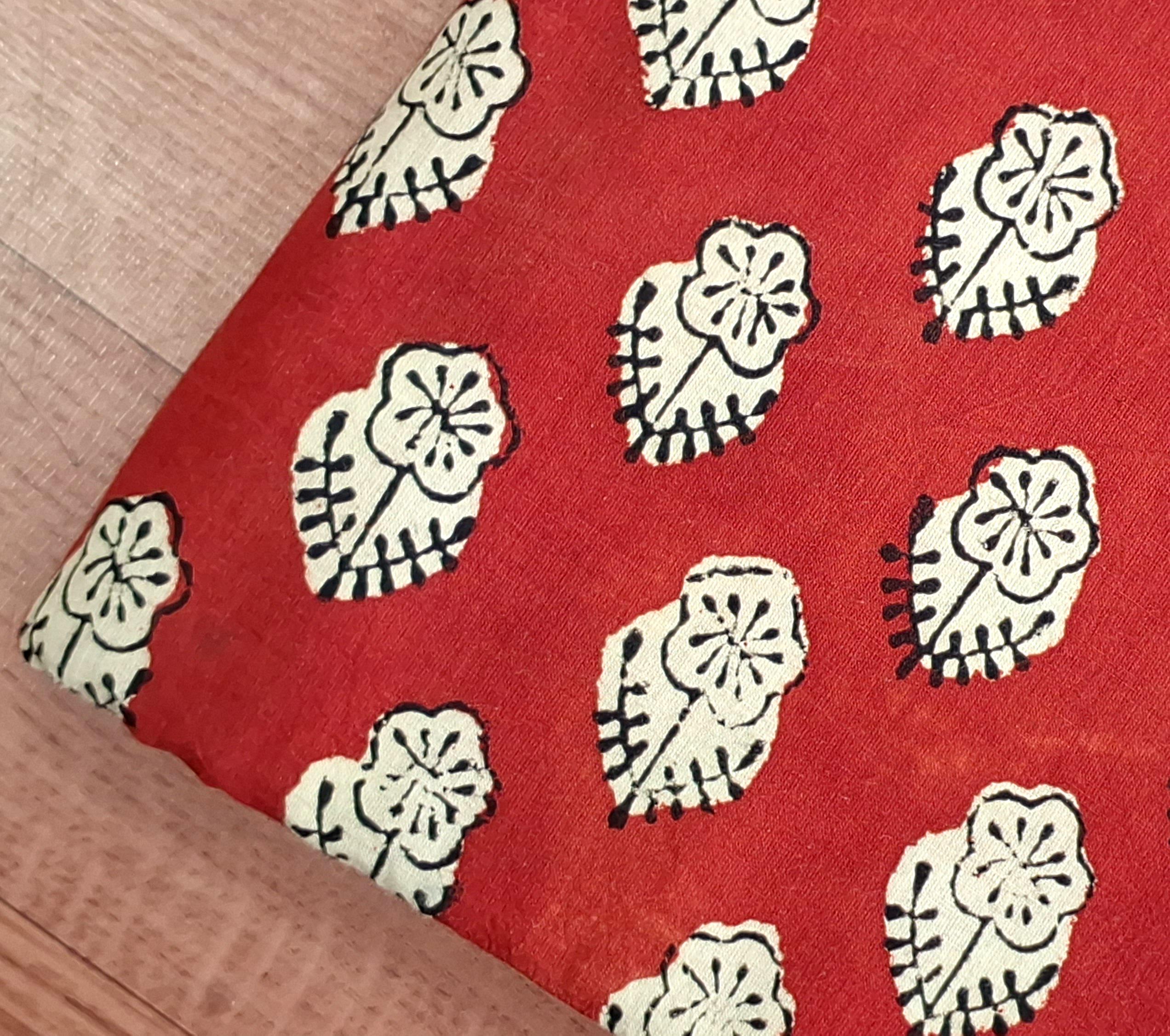 Red Block Print Fabric,by the Yard Floral Indian Fabric,dressmaking ...