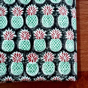 Grey Pineapple Block Print Cotton Fabric for Sewing Dressmaking Quilting Upholstery,Curtain Fabric,Fruit Print Fabric By the Yard image 2