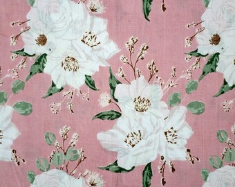 Roze op maat gesneden bloemenstof, stof voor kleermakerij, bekledingsstof, Indiase stof, quiltstof, katoen, stof om te naaien