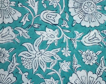Green Block Print Fabric for Sewing,Cotton Fabric By the Yard,Dress Fabric,Quilting Fabric,Upholstery Fabric,Floral Fabric Indian