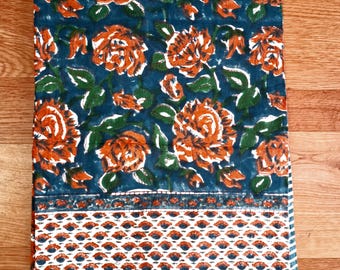 Granatowy bawełniany sarong, kwiatowy print sarong dla kobiet, bawełniany szalik, boho sarong, sukienka plażowa, zakrycie bikini, prezent dla niej, sukienka sarong