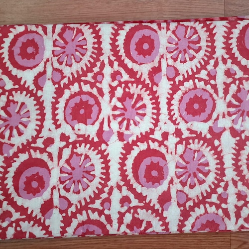 Pink Block Print Cotton Fabric By the Yard,Fabric for Sewing,Curtain Fabric,Upholstery Fabric,Dress Quilting Fabric,Floral Print Fabric