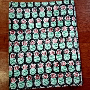 Grey Pineapple Block Print Cotton Fabric for Sewing Dressmaking Quilting Upholstery,Curtain Fabric,Fruit Print Fabric By the Yard image 3